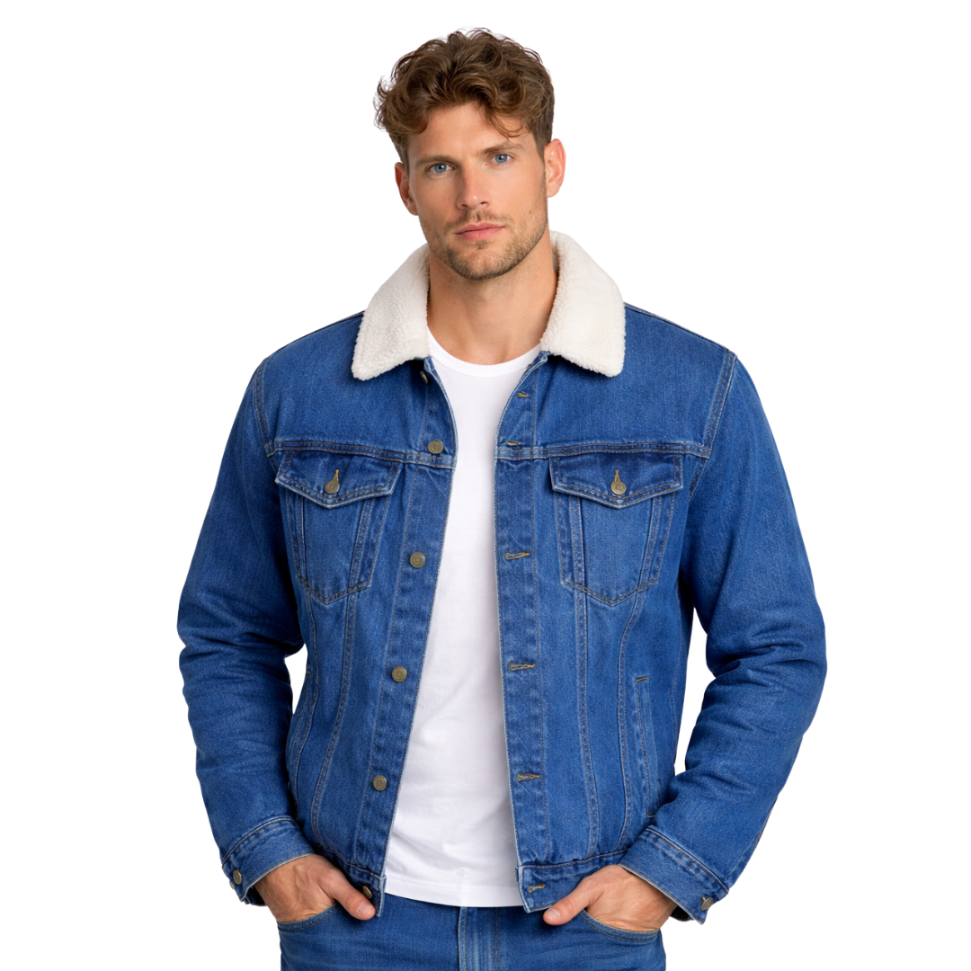 Vista 3 de CHAQUETA EN JEAN OVEJERO - COLOR: AZUL-CIELO, TALLAS: M